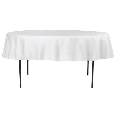 90 Round White Satin Tablecloth