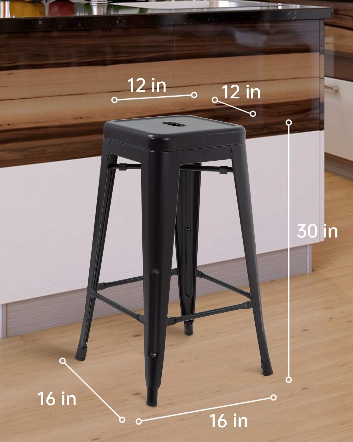 30 Inch Metal Bar Stools - Black