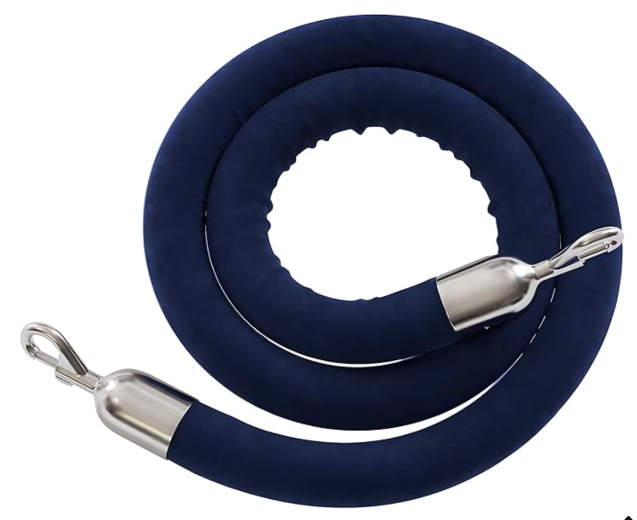 6ft Navy Blue Velvet Stanchion Rope Silver